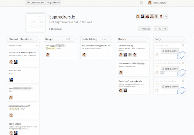 blossom project board for bugtrackers