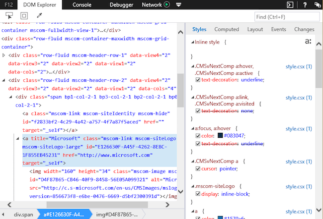 the dom explorer microsoft edge for developers