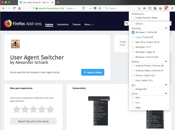 user agent for firefox on mac