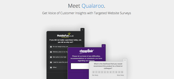 Website feedback tool: qualaroo feedback survey