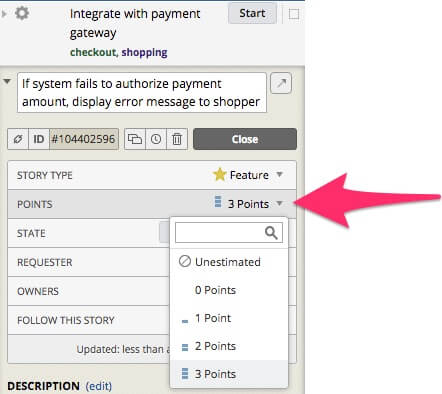 pivotal tracker default point scale