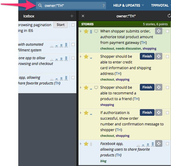 pivotal tracker search queries