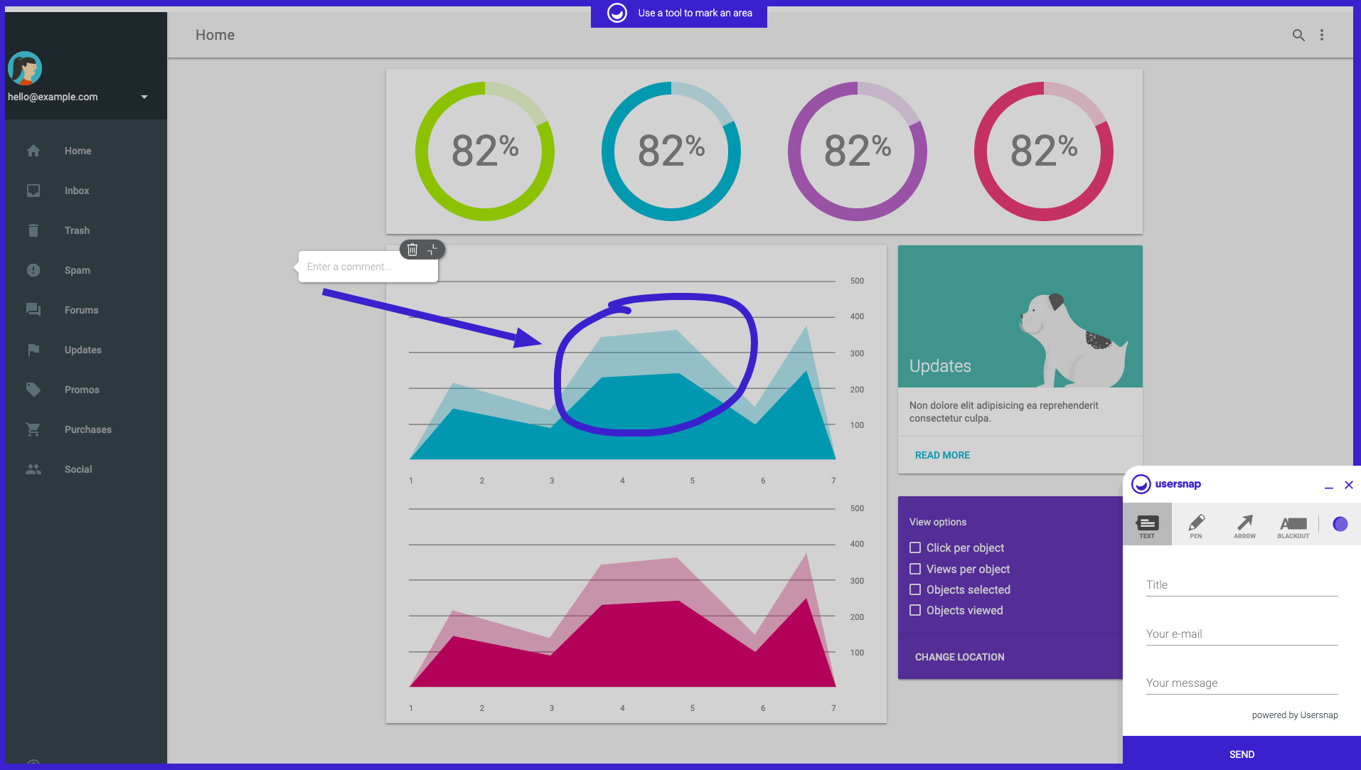 usersnap widget annotated screenshots