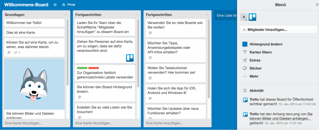 user onboarding trello