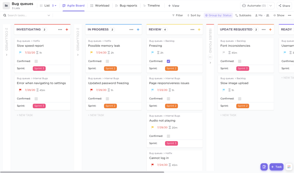 How ClickUp does bug reporting workflows