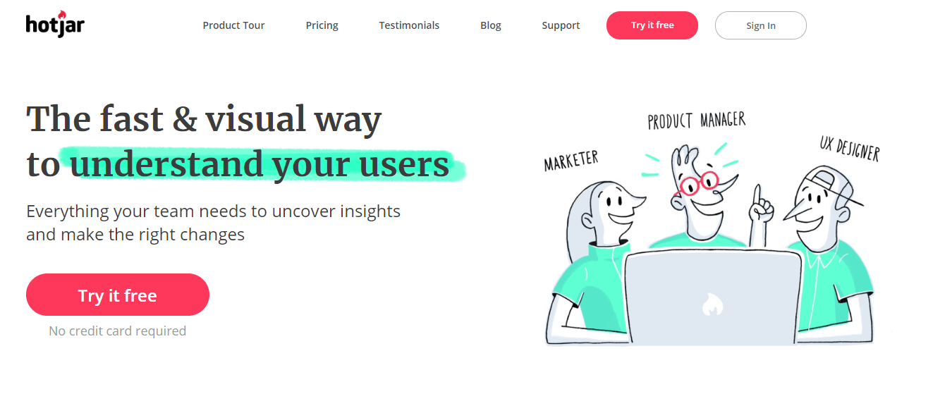 Hotjar - visual way to understand users