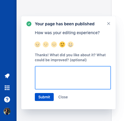Atlassian Confluence User Feedback Notification - good customer feedback examples