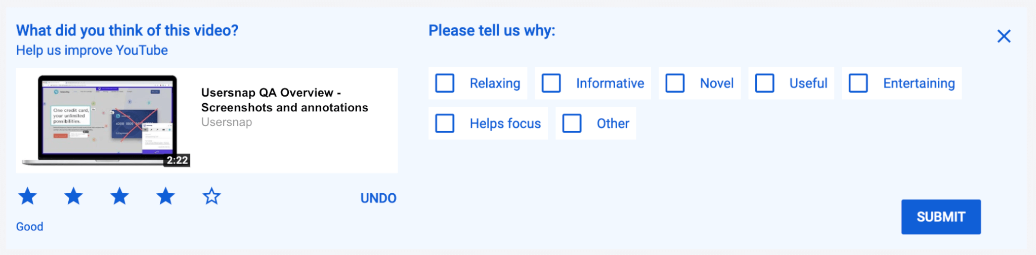 YouTube's way of collecting customer feedback