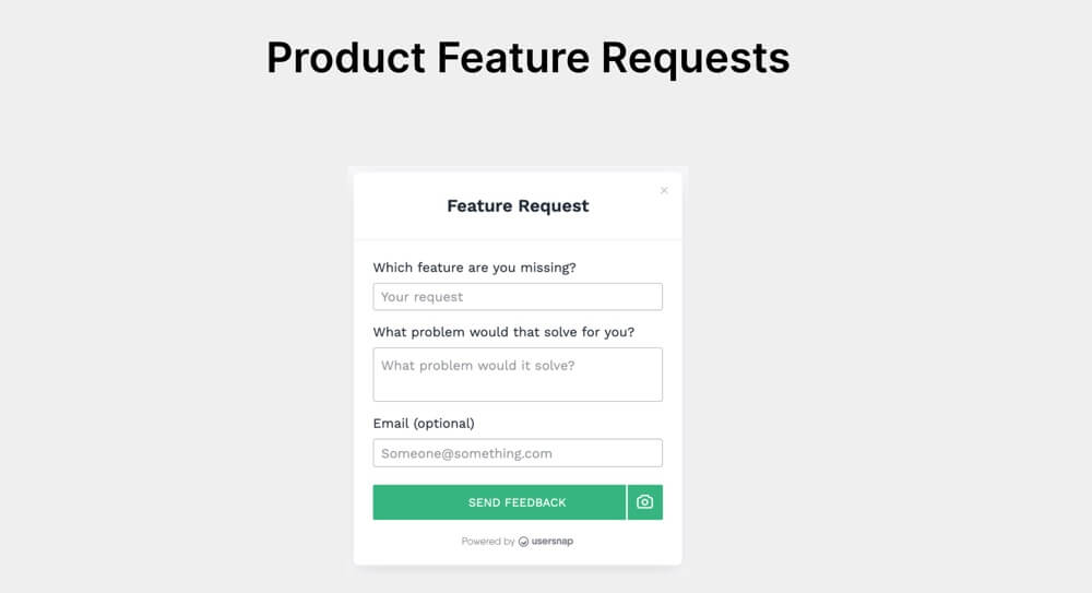 Customer feature Request widget example