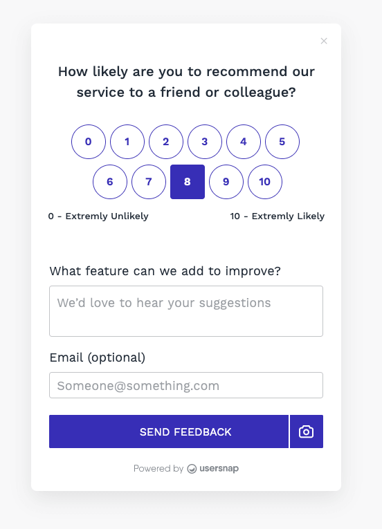 NPS question format for measuring customer feedback