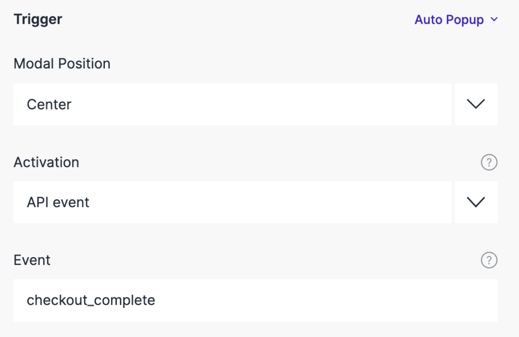 Usersnap display rules - auto popup - trigger options - API event