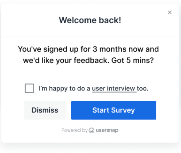 Example customer survey question to get user feedback