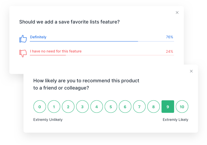 Voice of the customer survey examples thumbs up/down