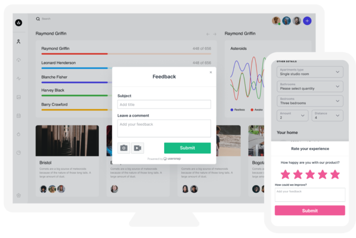 Usersnap in-app feedback example for mobile SDK or web