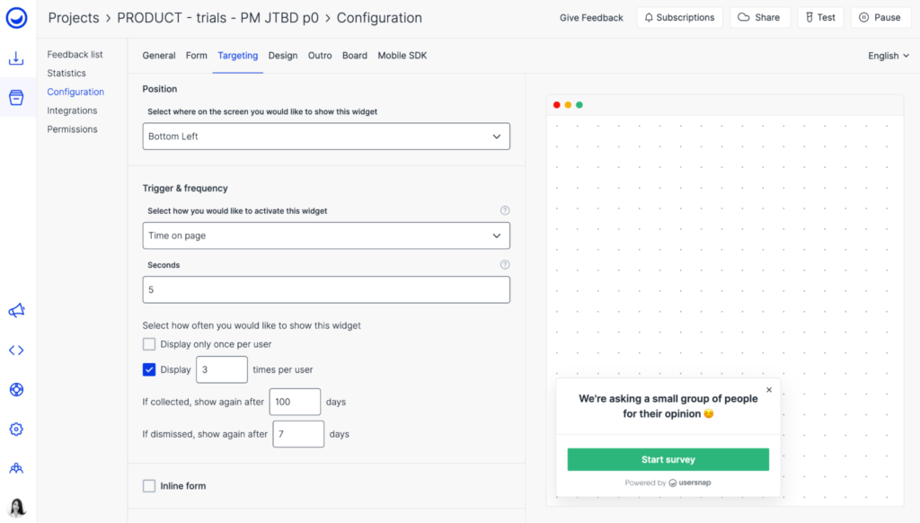 Product feedback software: targeting capabilities