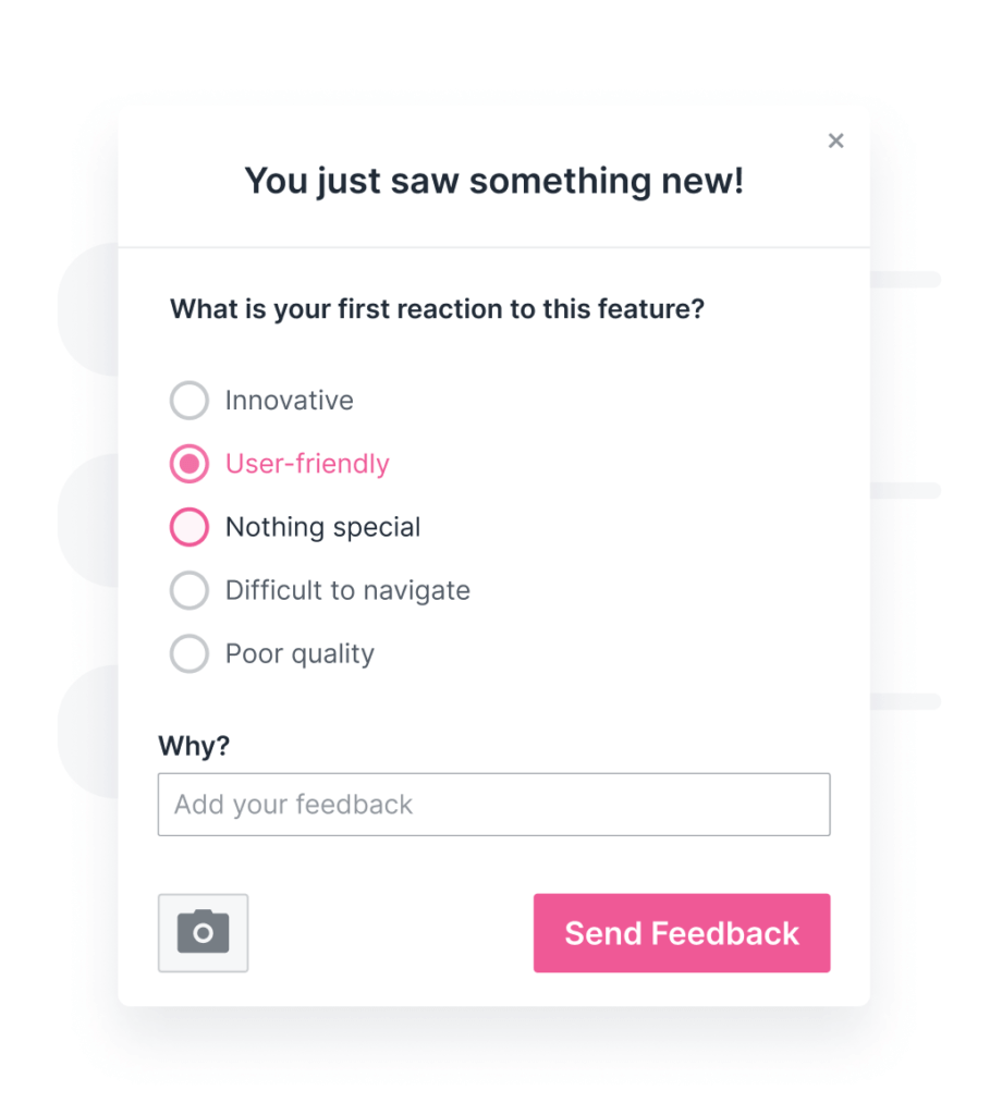 Usersnap feature satisfaction survey widget example