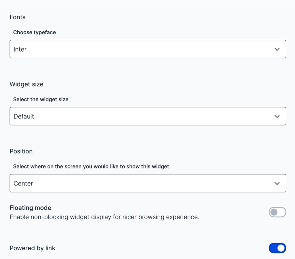 Usersnap widget design configuration for all templates