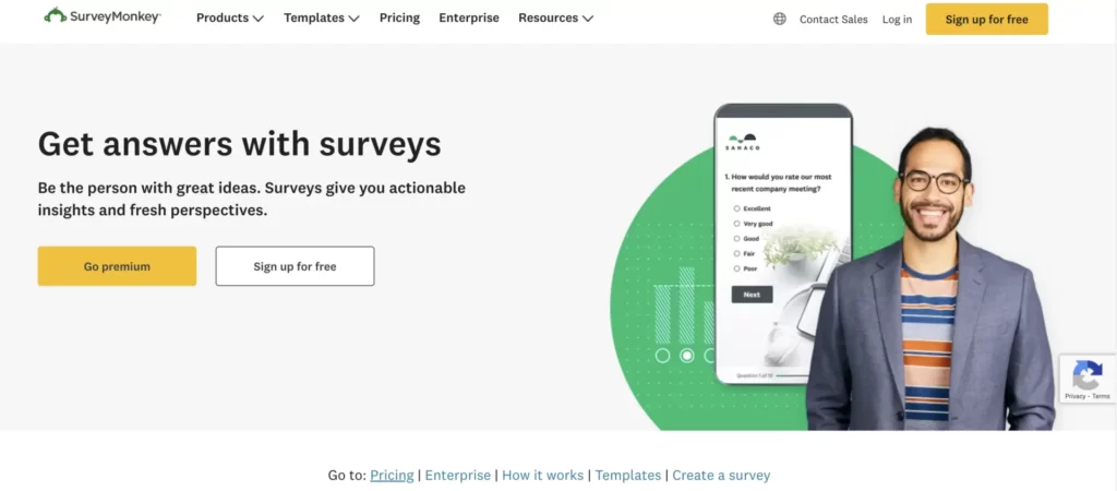 survey monkey homepage screenshot